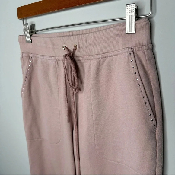 St John Pink Pull On Sweat Pants size Small FLAWS Cropped 100% Cotton Comfy Cozy - Picture 6 of 9